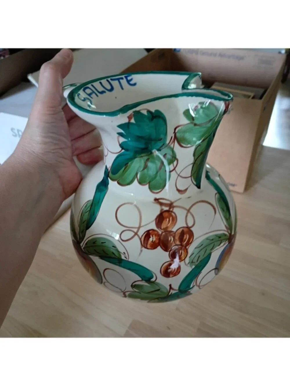 Vintage Italian Ceramic Pitcher Hand Painted Made in Italy